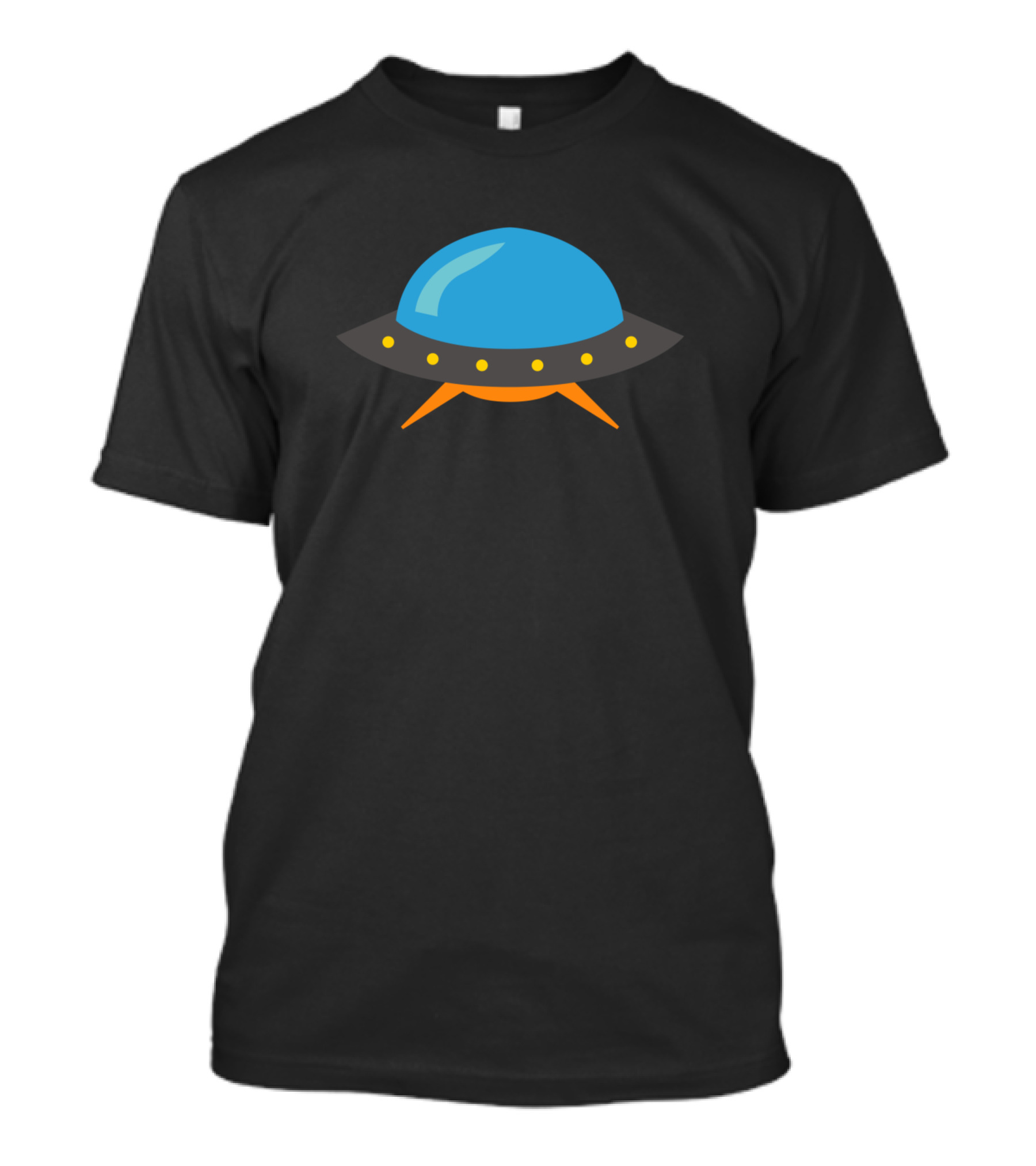 UFO Spaceship Cartoon Design With Blue Dome And Orange Legs T-Shirt