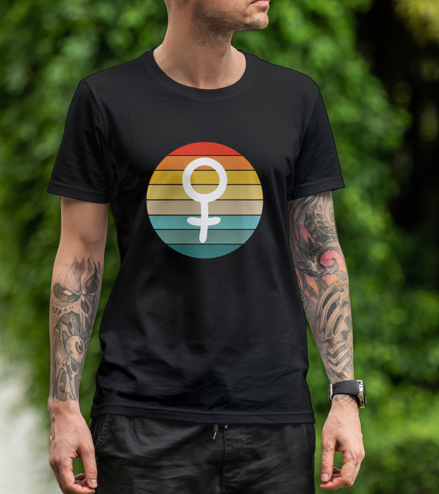 Women Gender Symbol Retro Feminism Circle T-Shirt