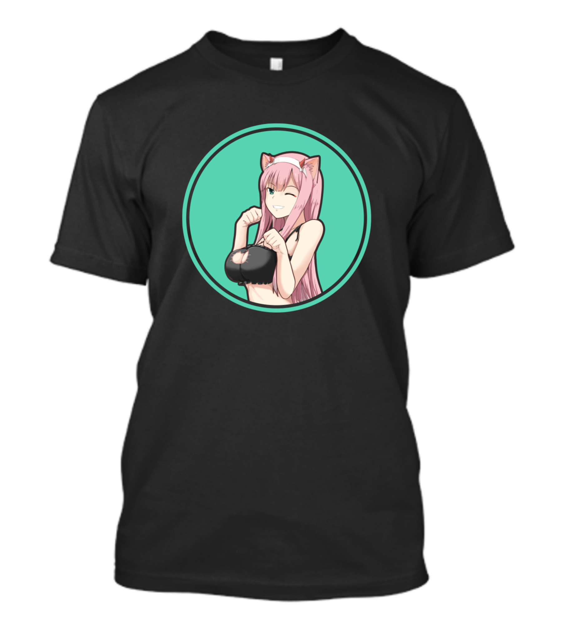 Zero Two Girl Kawaii Anime Cat Ears Pose T-Shirt