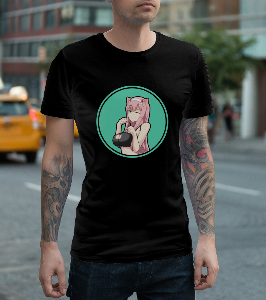 Zero Two Girl Kawaii Anime Cat Ears Pose T-Shirt