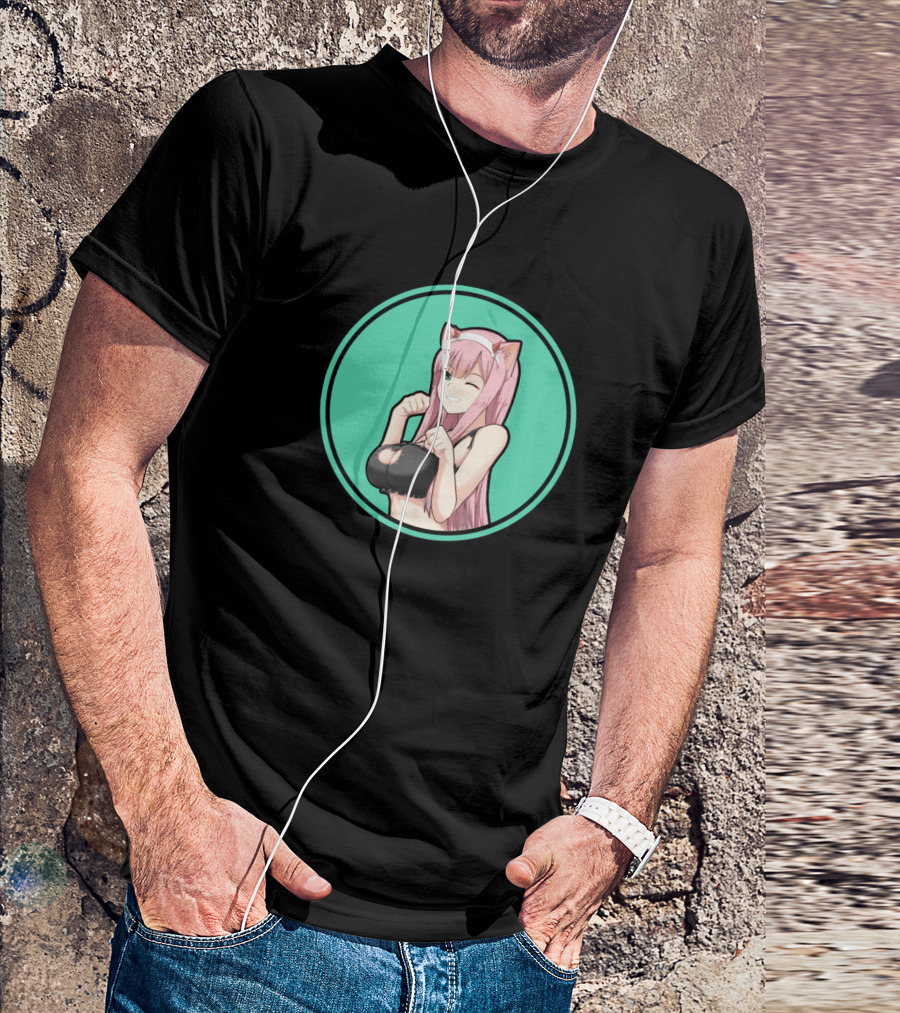 Zero Two Girl Kawaii Anime Cat Ears Pose T-Shirt