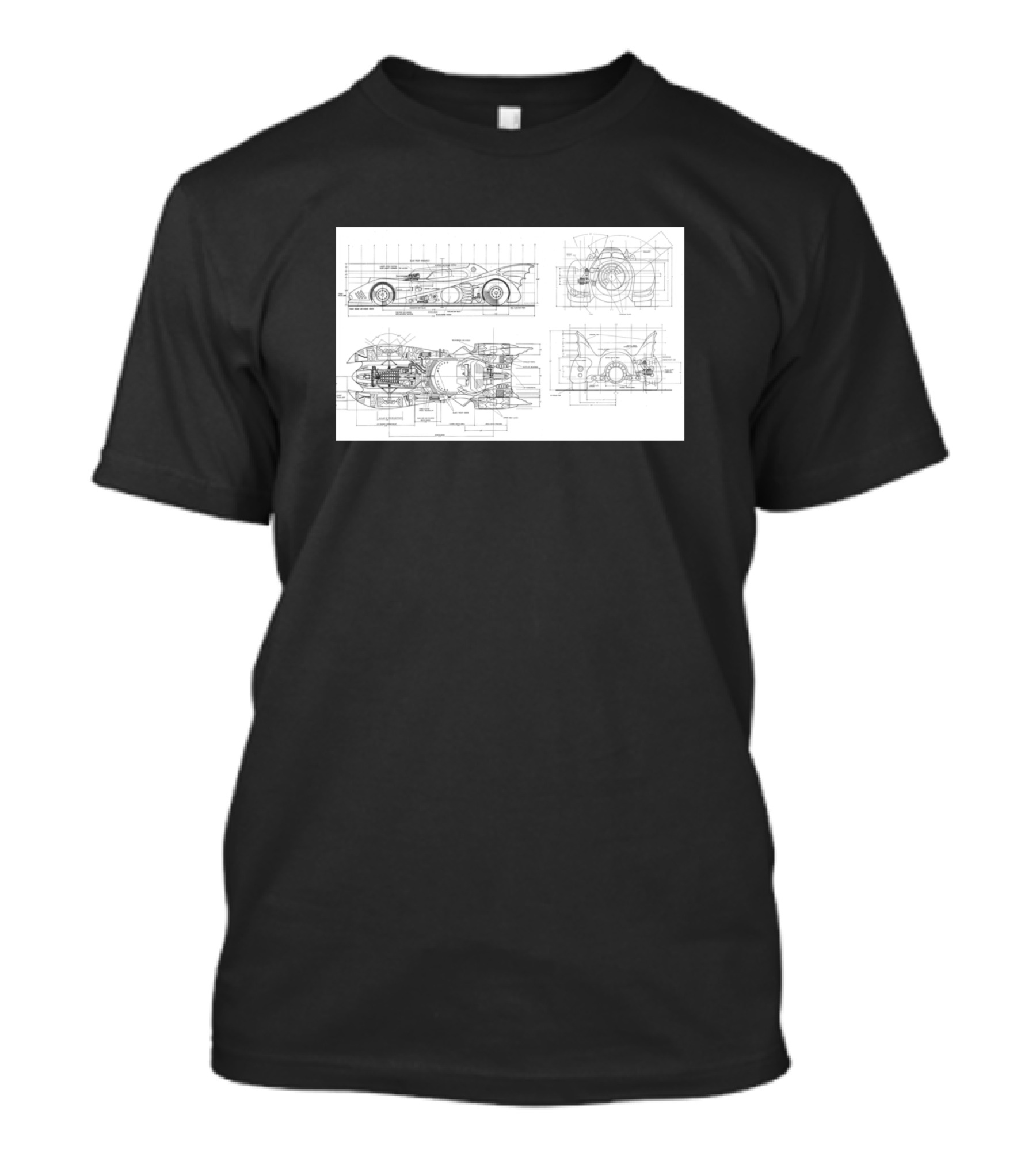 Batmobile Blueprint Detailed Schematic T-Shirt