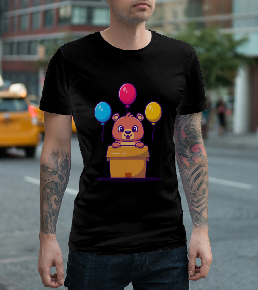 Happy Birthday Teddy Bear with Colorful Balloons T-Shirt