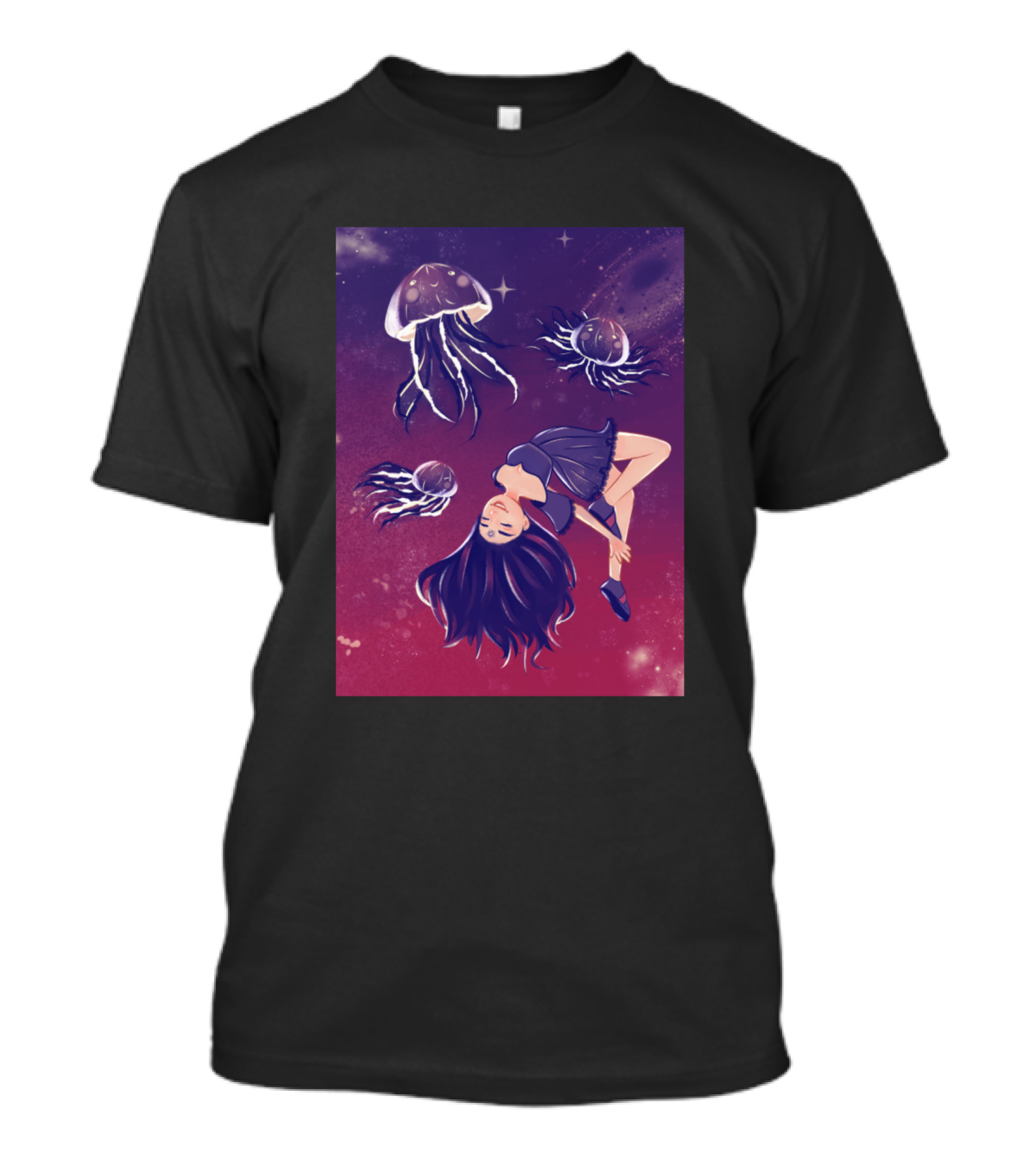 Dancing In The Sky Floating Girl With Jellyfish And Stars T-Shirt