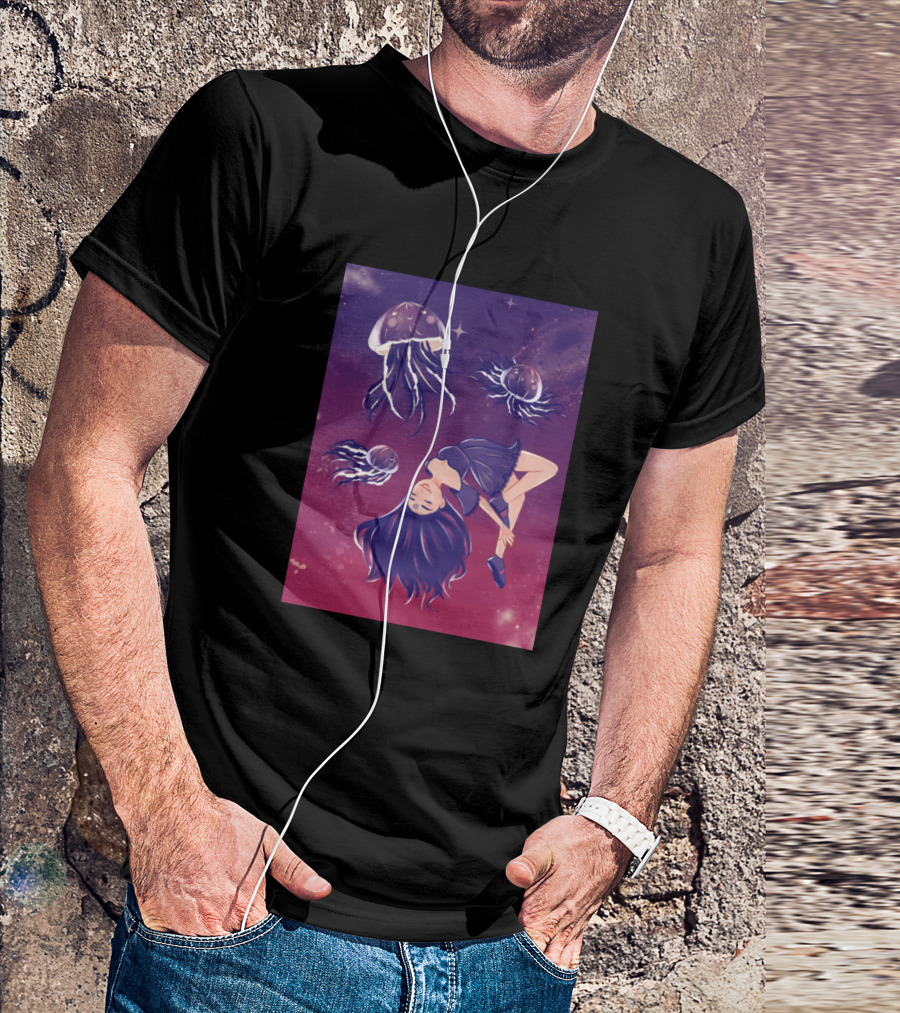 Dancing In The Sky Floating Girl With Jellyfish And Stars T-Shirt