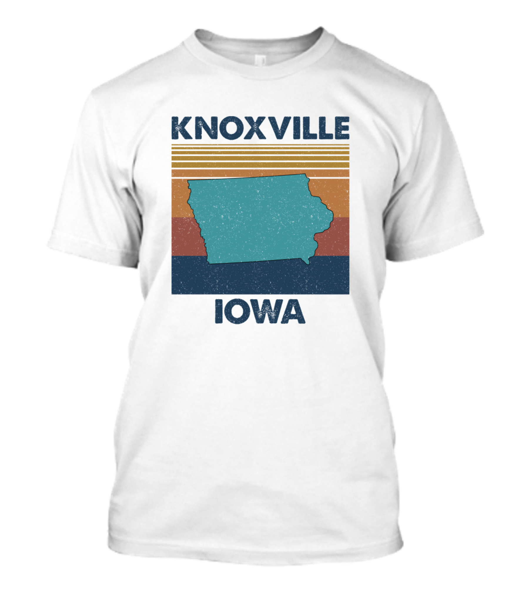 Knoxville Iowa Retro State Map Stripes T-Shirt