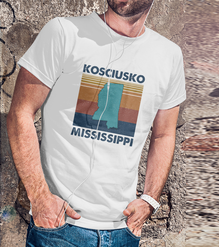 Kosciusko Mississippi Retro Vintage State Map T-Shirt