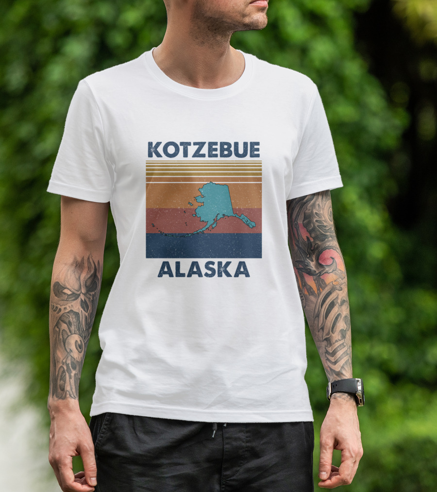 Kotzebue Alaska Vintage Map Stripes T-Shirt