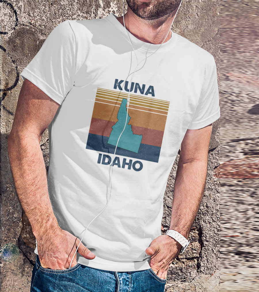 Kuna Idaho Vintage Stripes Map T-Shirt