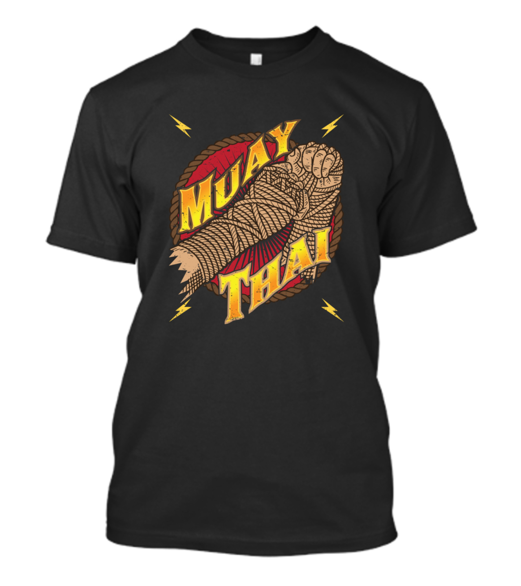 Muay Thai Fist With Lightning And Rope Circle T-Shirt