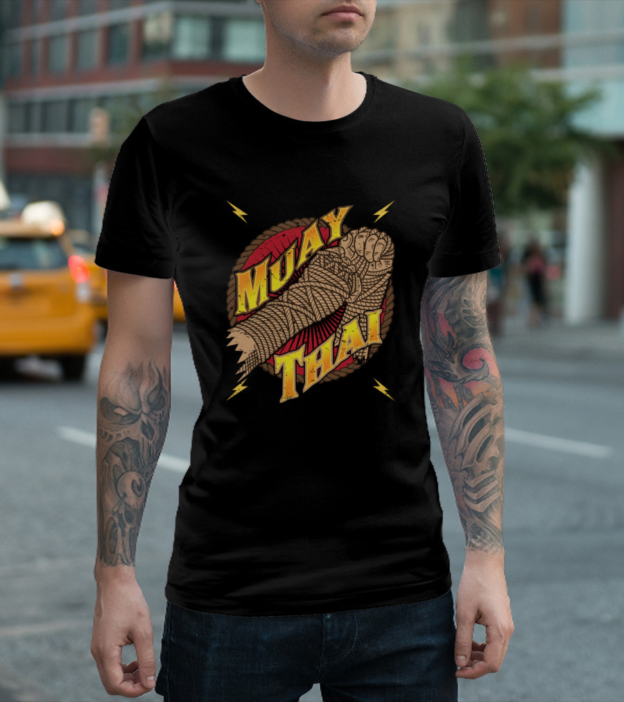 Muay Thai Fist With Lightning And Rope Circle T-Shirt
