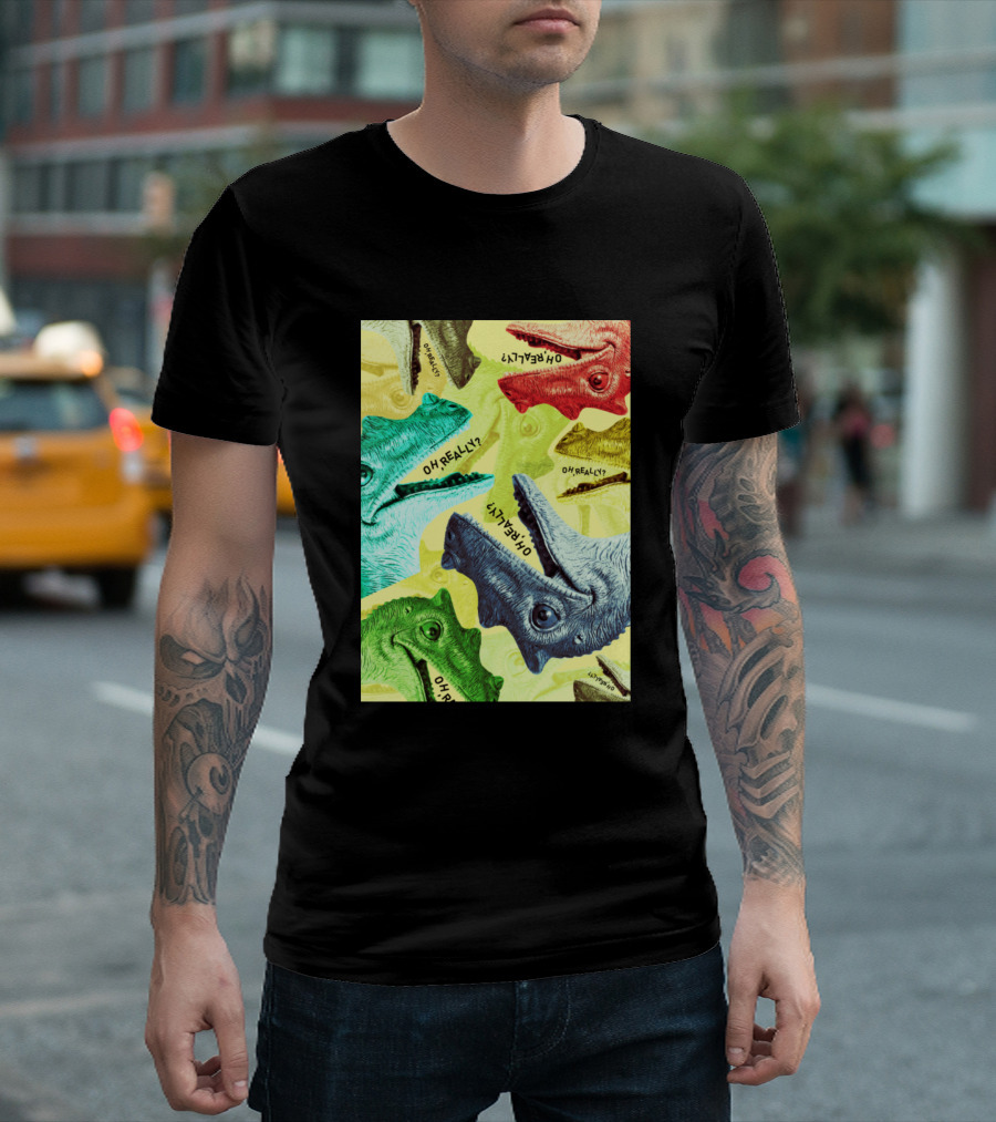 Oh Really Multicolored Dinosaur Heads T-Shirt