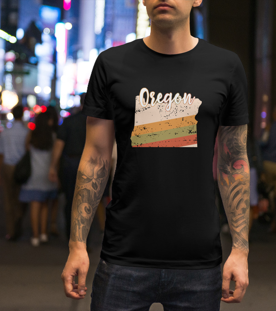 Oregon Vintage State Map Retro Colors T-Shirt