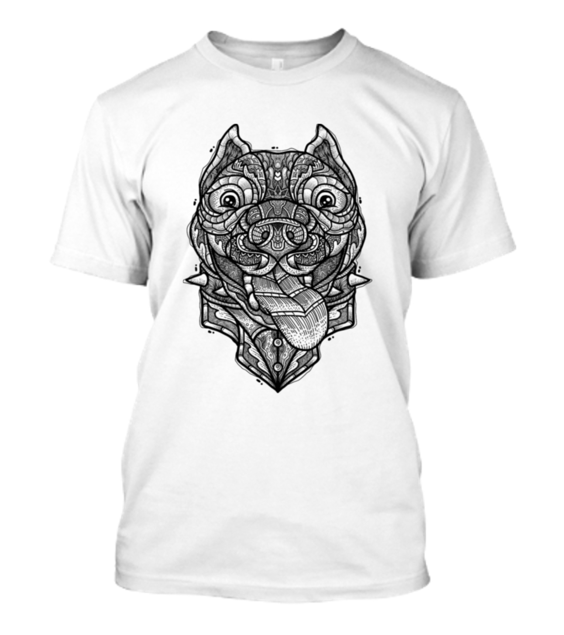 Pitbull Shirrt Geometric Dog Face T-Shirt