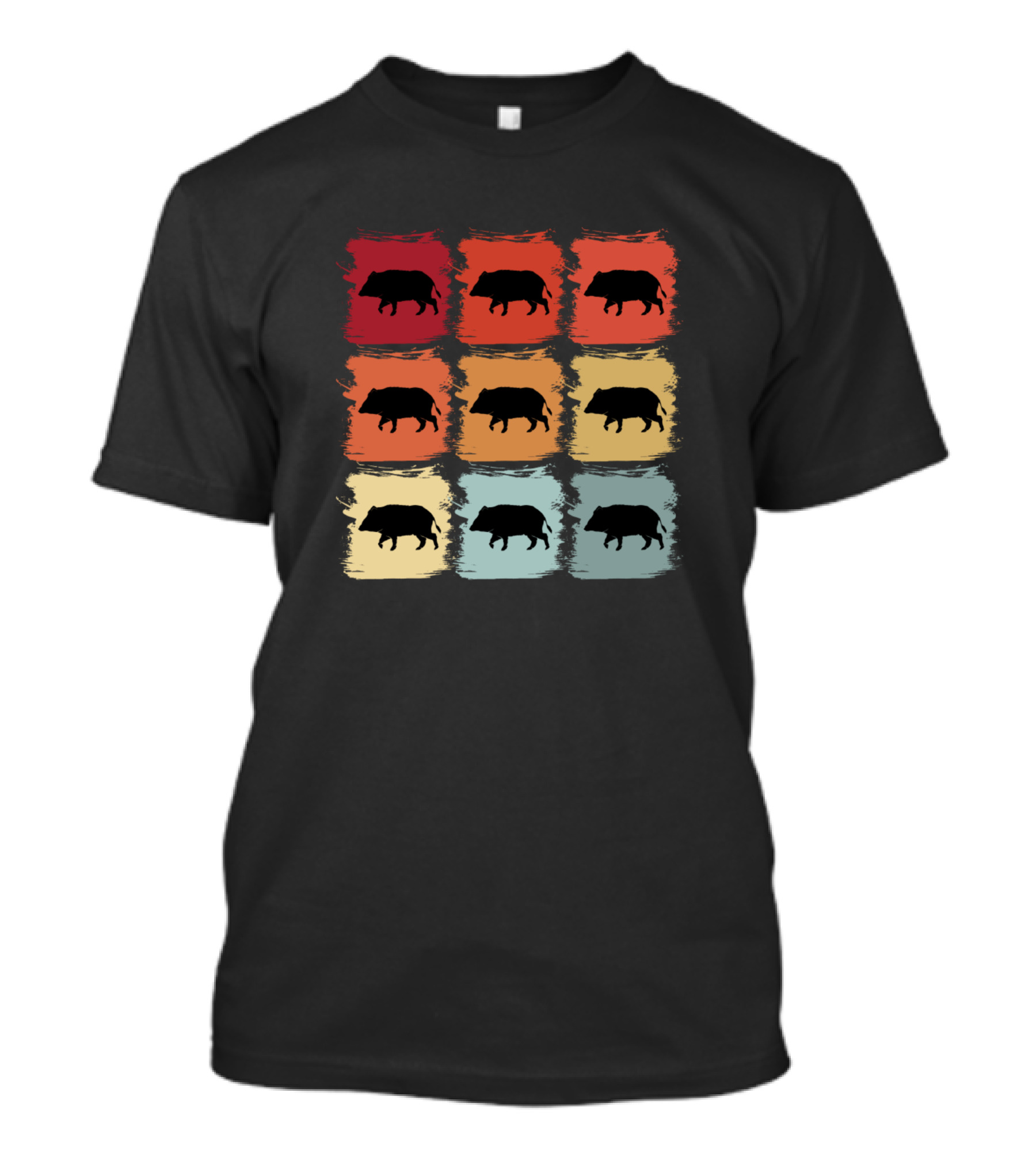 Retro Boar Pop Art Animal Grid T-Shirt