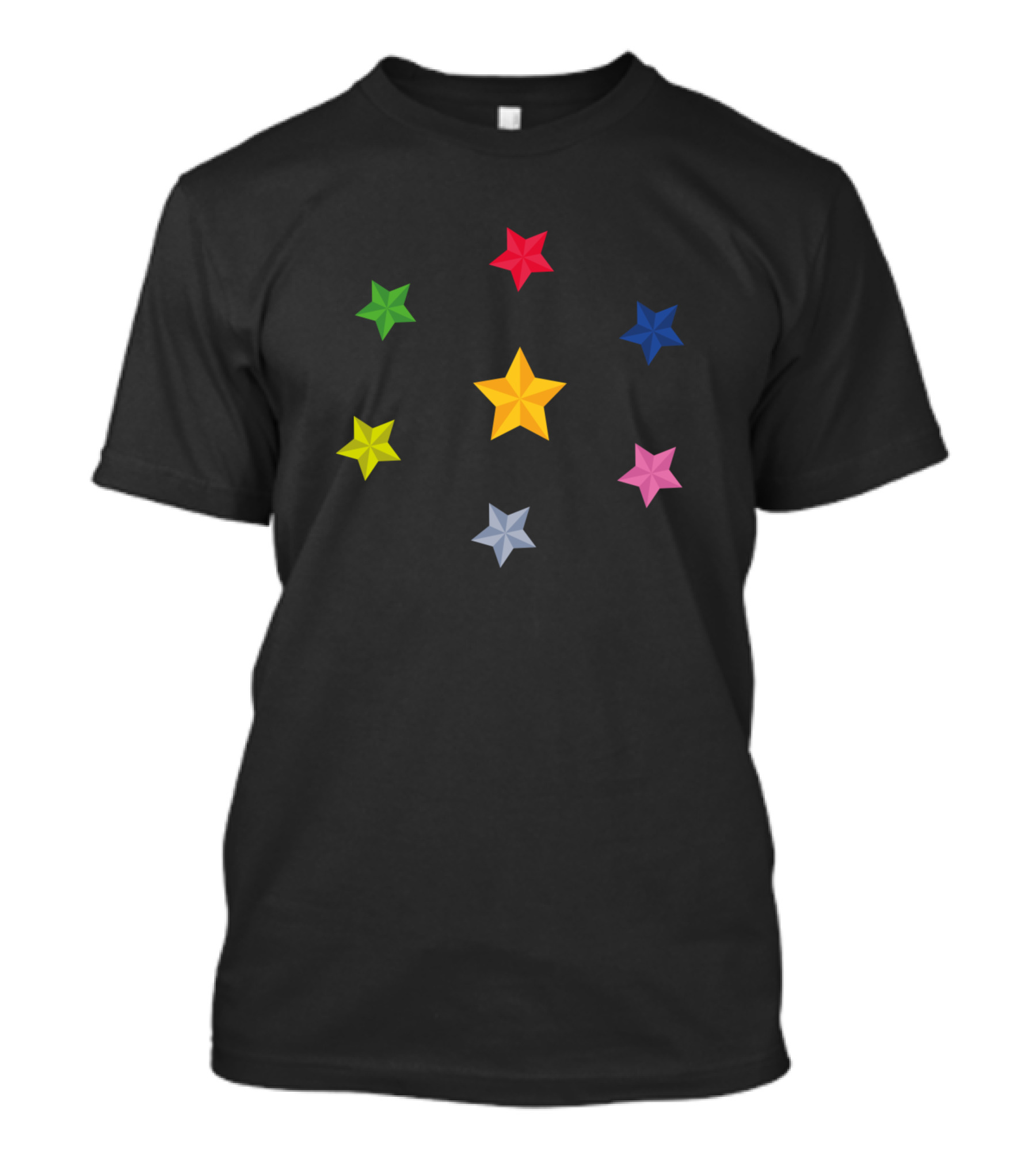 Colored Star Set Collection With Red Green Yellow Blue Pink Gray T-Shirt