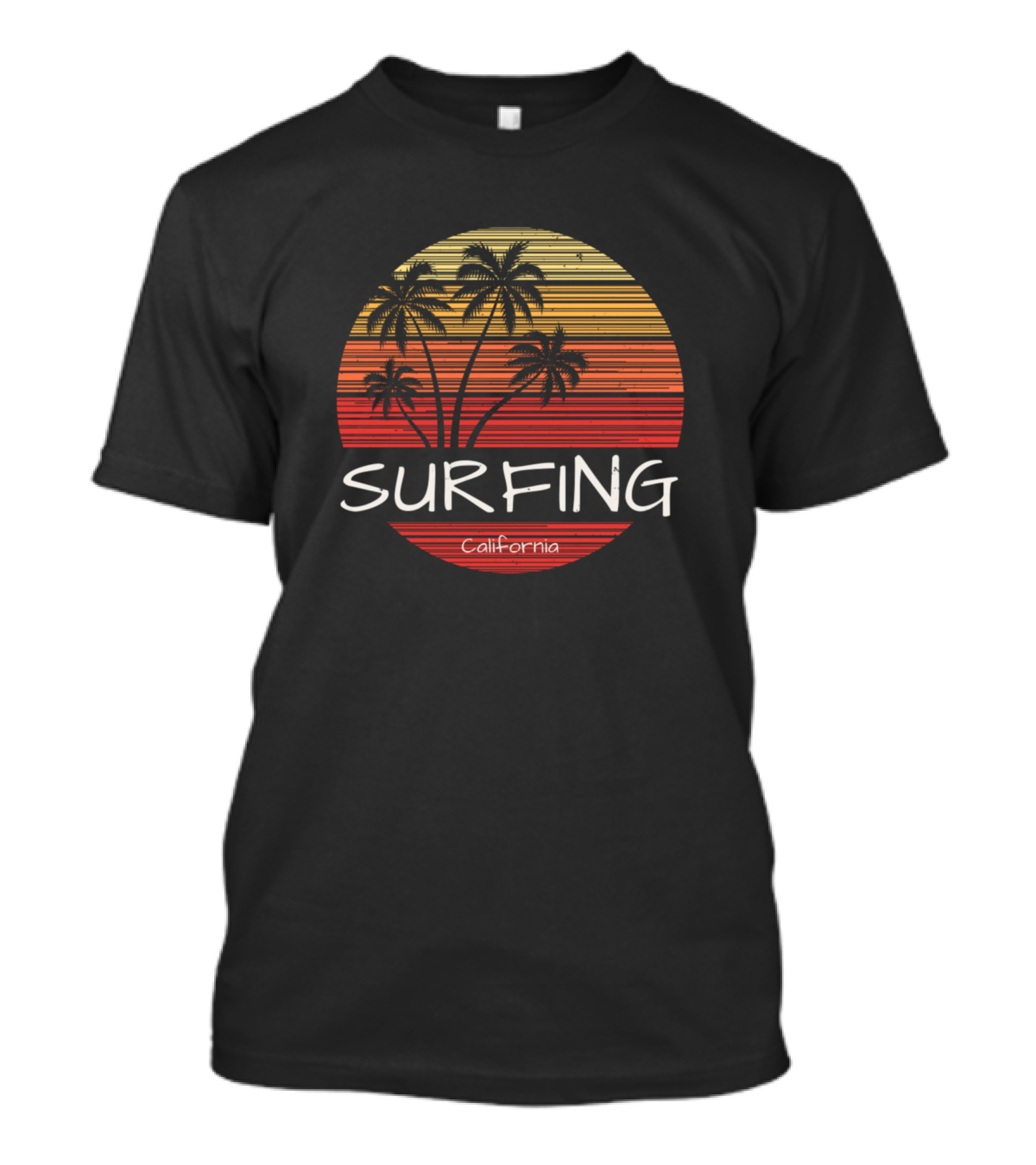 Surfing California Sunset With Palm Trees T-Shirt