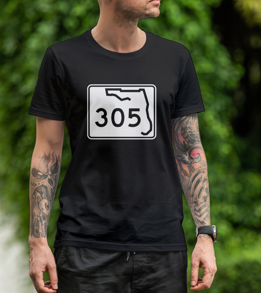 Florida 305 Area Code Map Sign T-Shirt