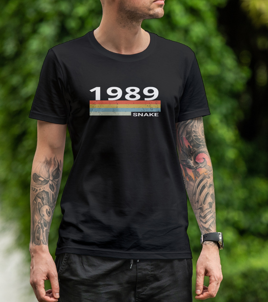 1989 Snake Vintage Stripes Chinese Zodiac Year T-Shirt