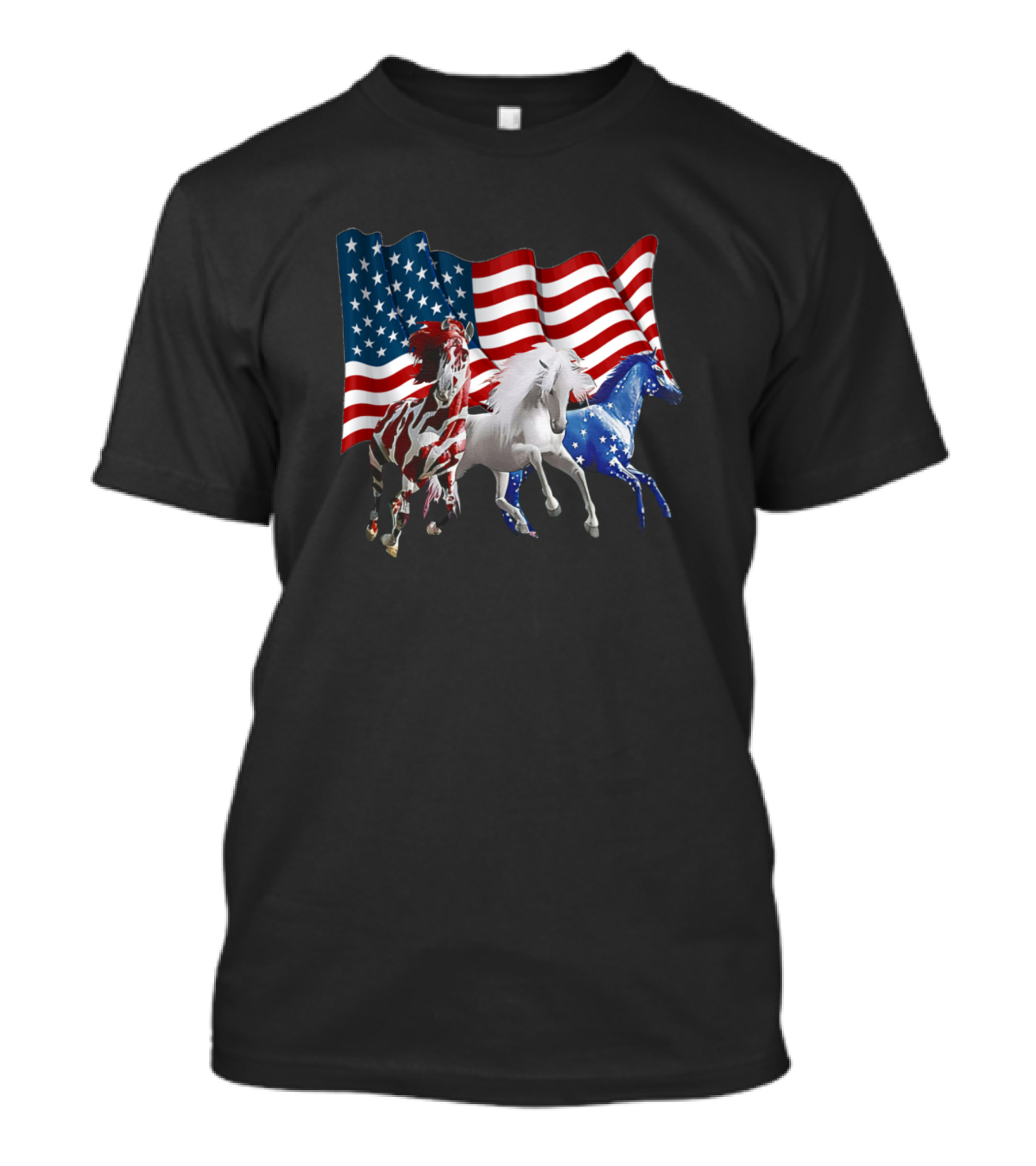 American Flag With Patriotic Horses T-Shirt