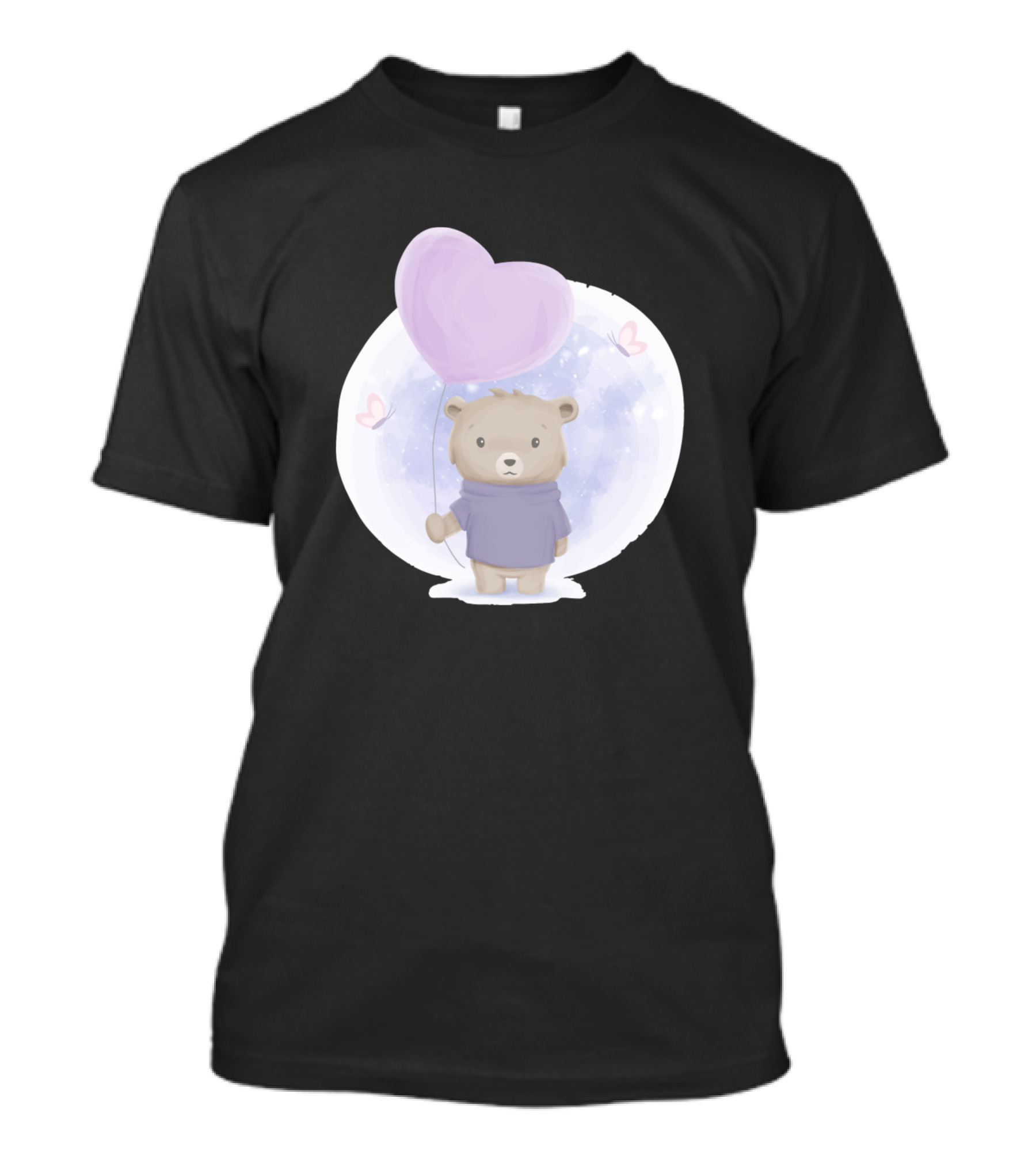 Baby Bear With Heart-Shaped Love Balloon On Soft Pastel Background T-Shirt