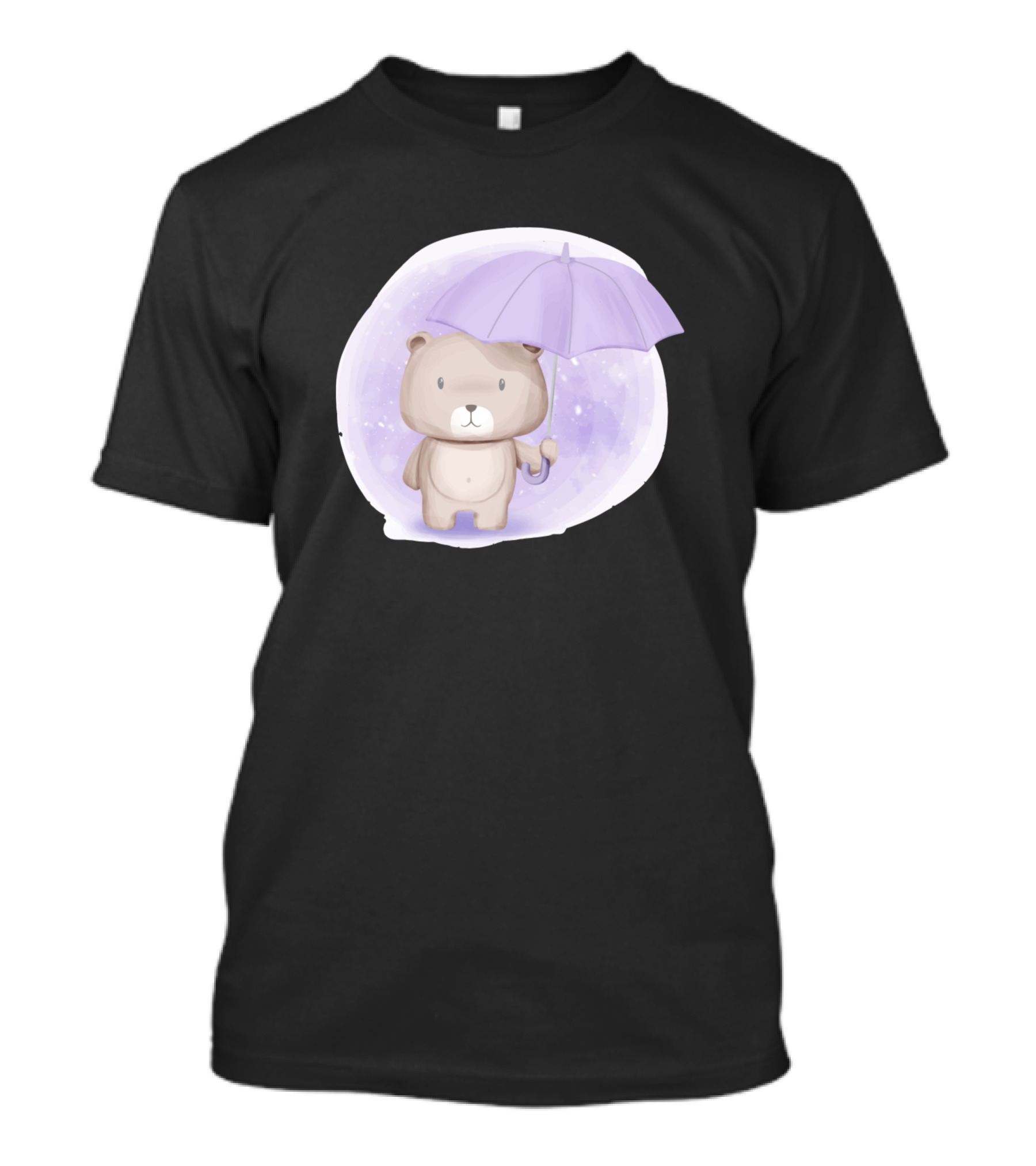 Baby Bear Holding Purple Umbrella T-Shirt
