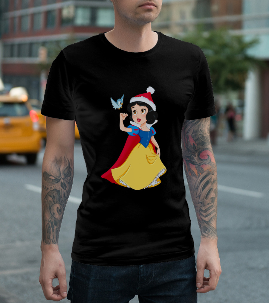 Christmas Baby Princess Snow White with Cute Little Bird T-Shirt