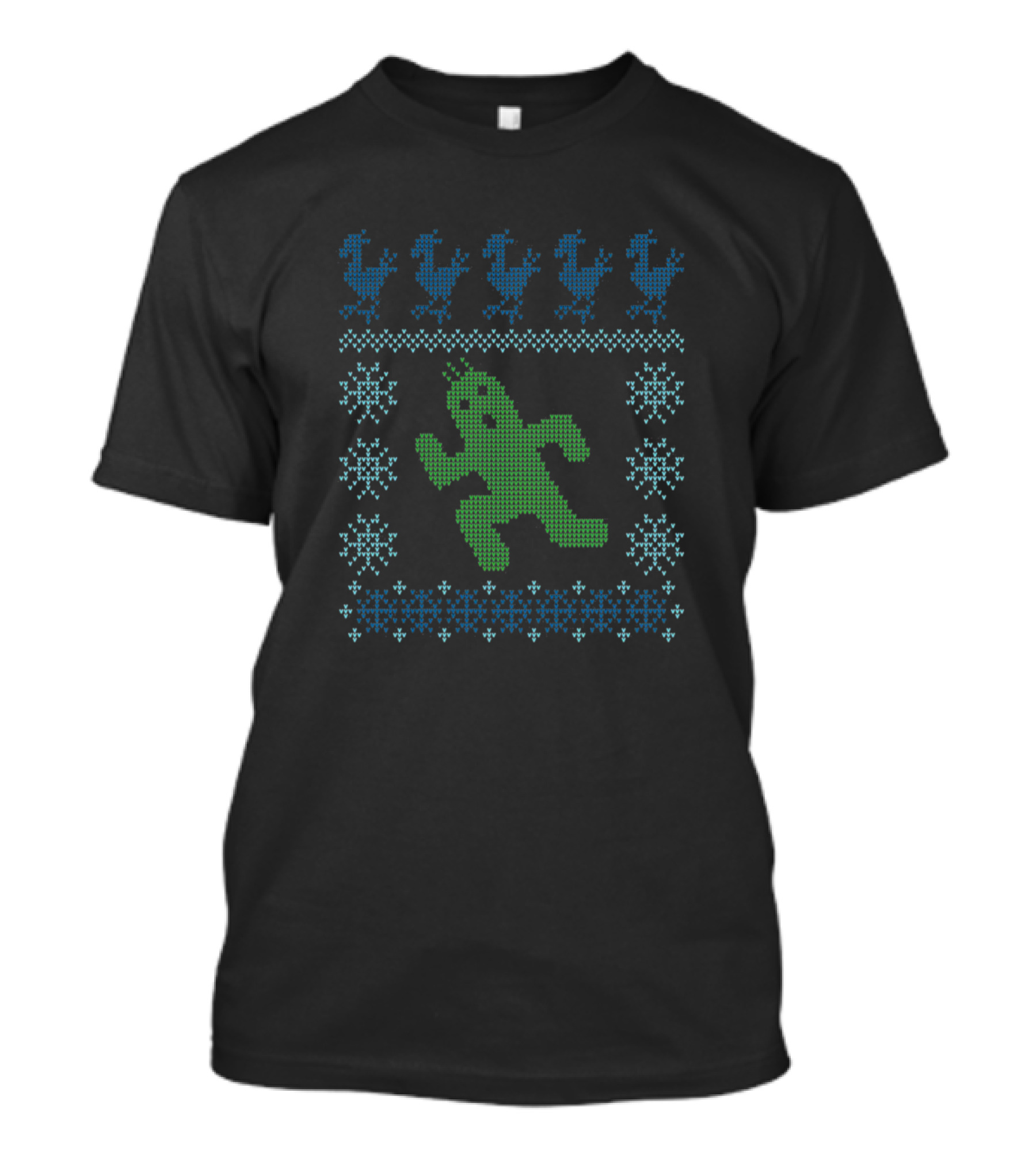 Christmas Cactus Ugly Sweater Pixel T-Shirt