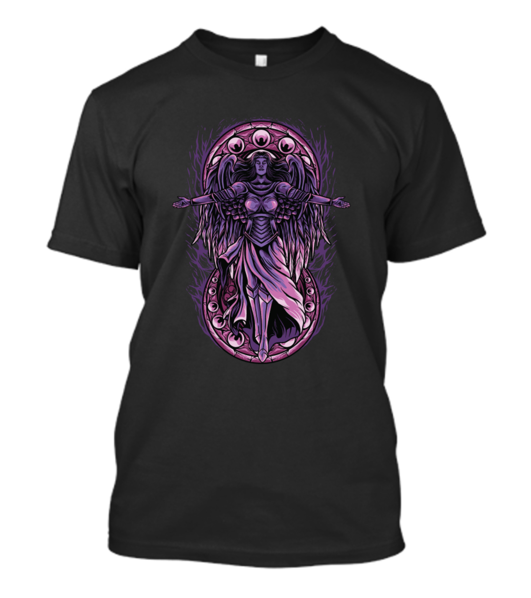 Demonic Summoning Angelic Entity With Wings And Flaming Aura T-Shirt