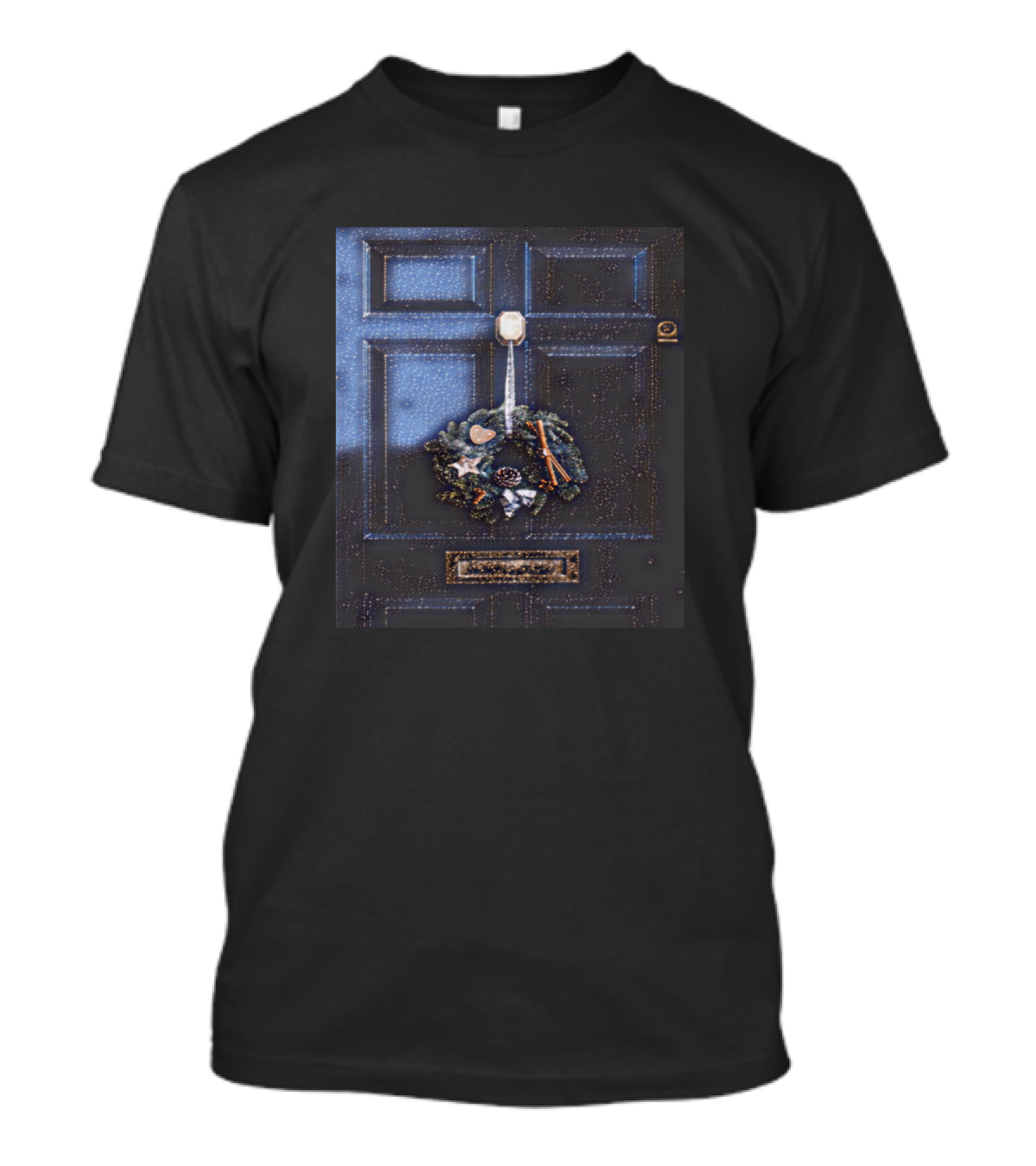 Galathi Christmas Wreath On Snowy Dark Door T-Shirt