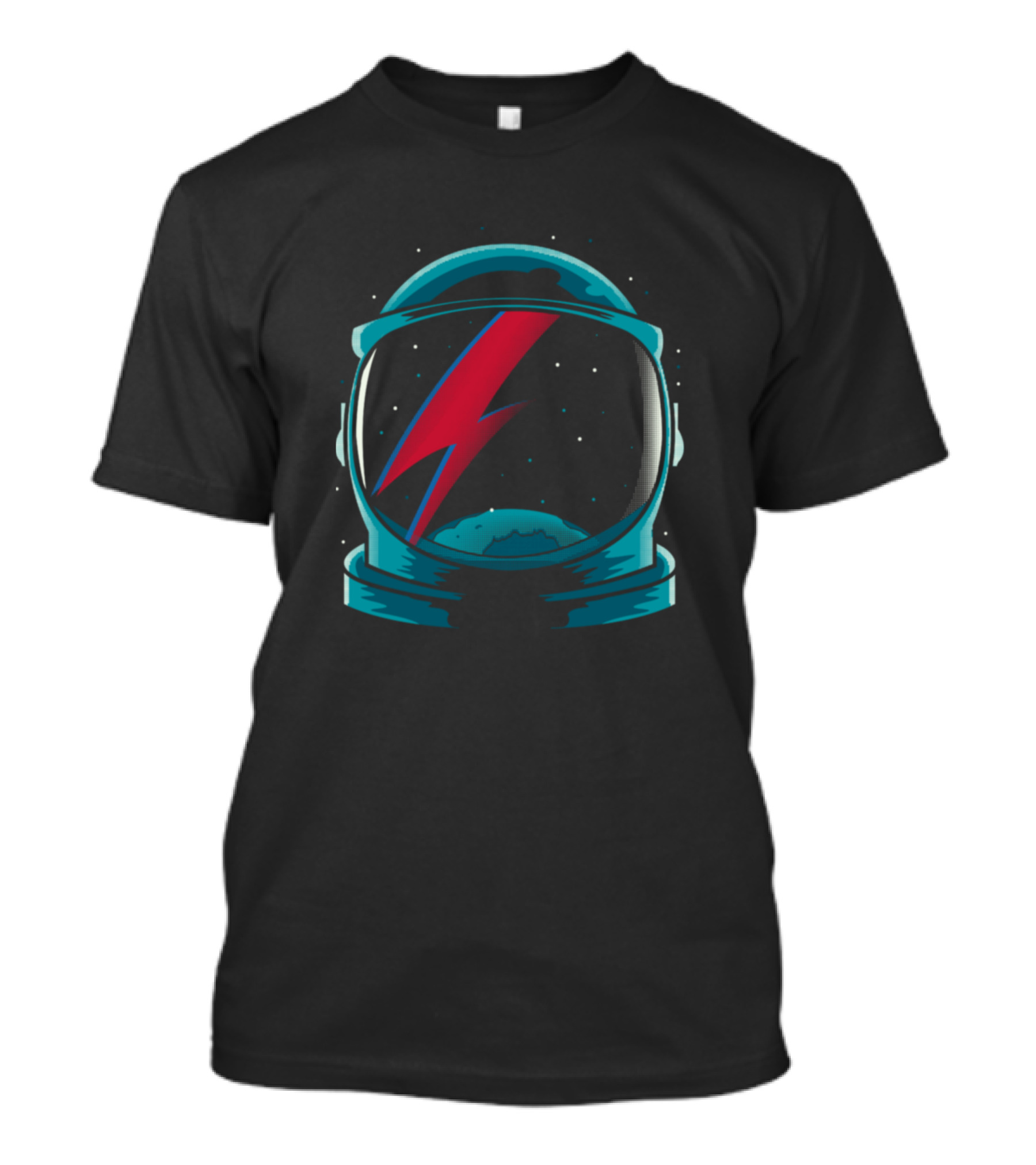 Space Helmet With Ziggy Stardust Lightning Bolt And Moon T-Shirt