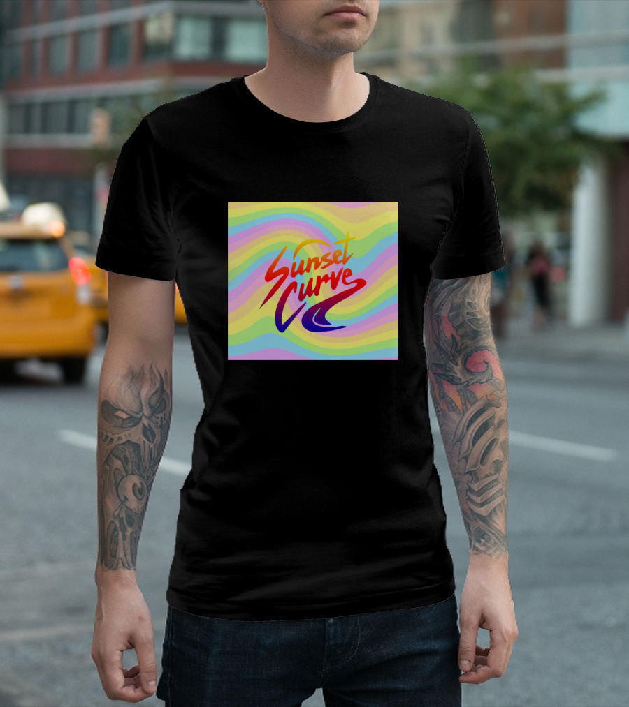 Sunset Curve Rainbow Waves T-Shirt