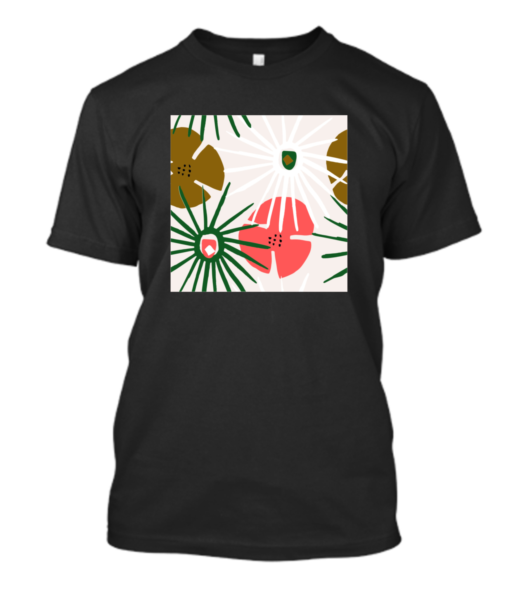 Tropical Bloom Floral Pattern In Nature-Inspired Palette T-Shirt