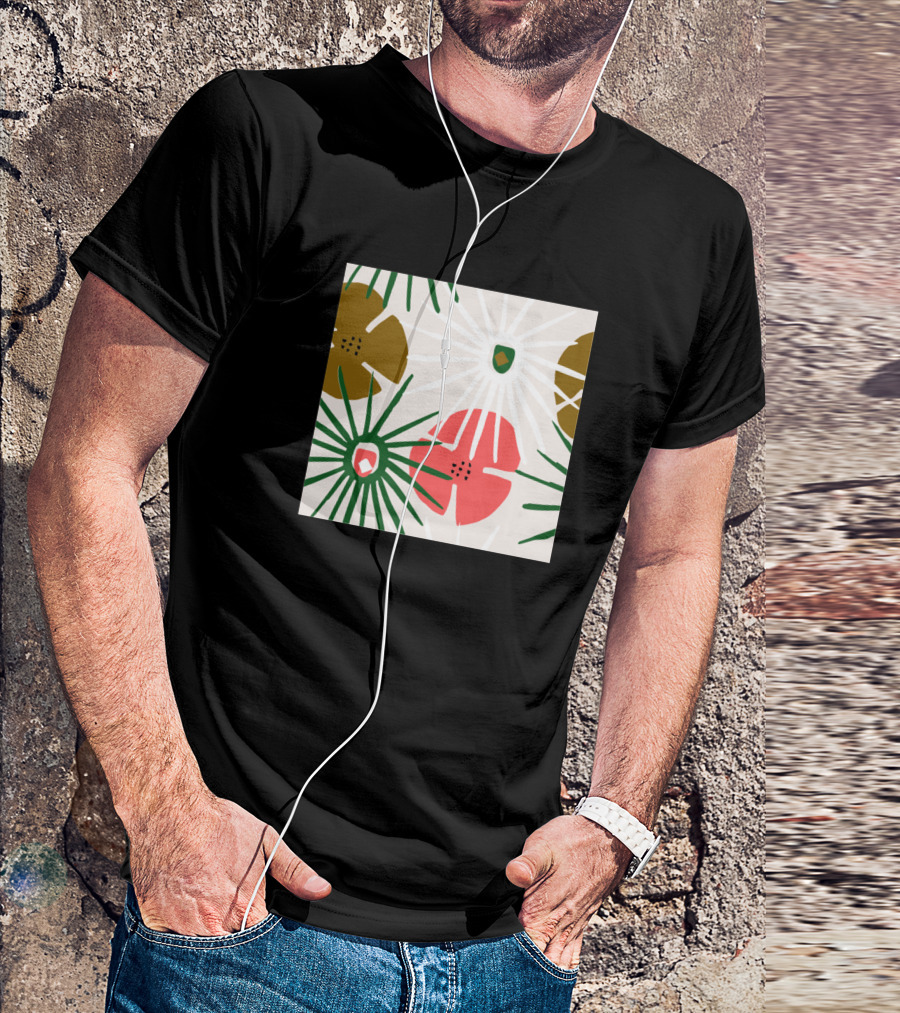 Tropical Bloom Floral Pattern In Nature-Inspired Palette T-Shirt