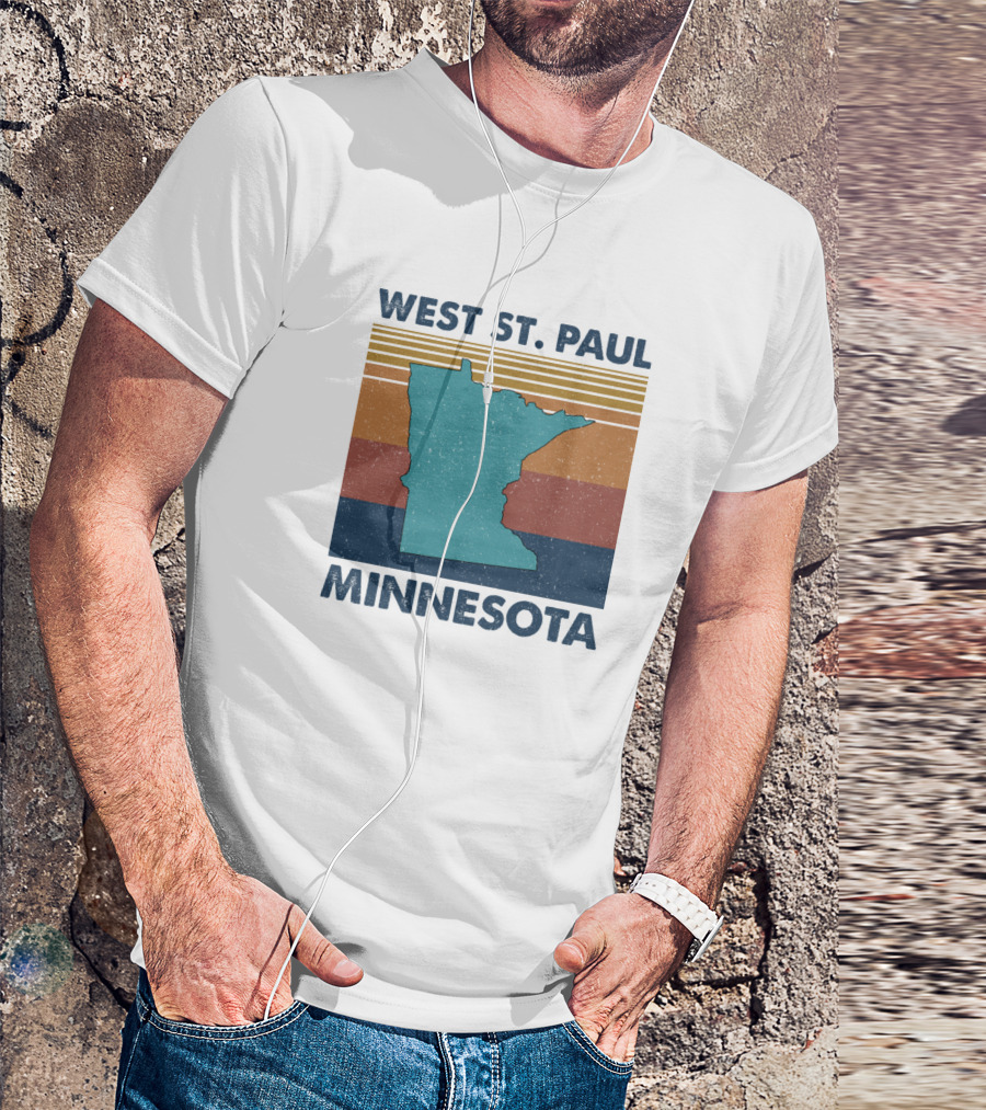 West St Paul Minnesota Retro State Outline T-Shirt