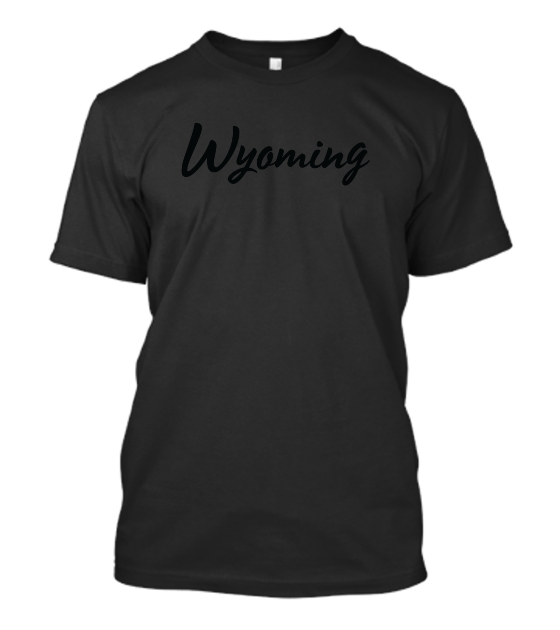 Wyoming Black Flowing Text Script T-Shirt
