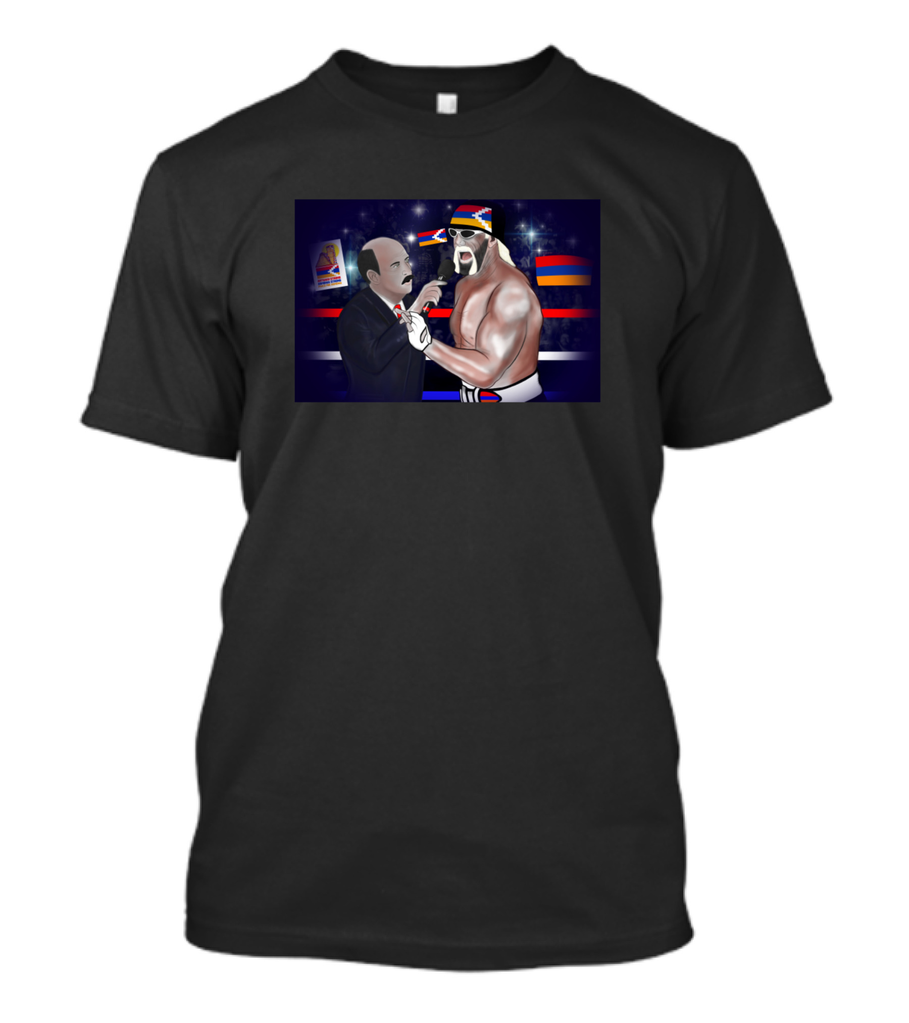 Artsakh Wrestling Legend With Flag Headband And Super Strong Interview Segment T-Shirt