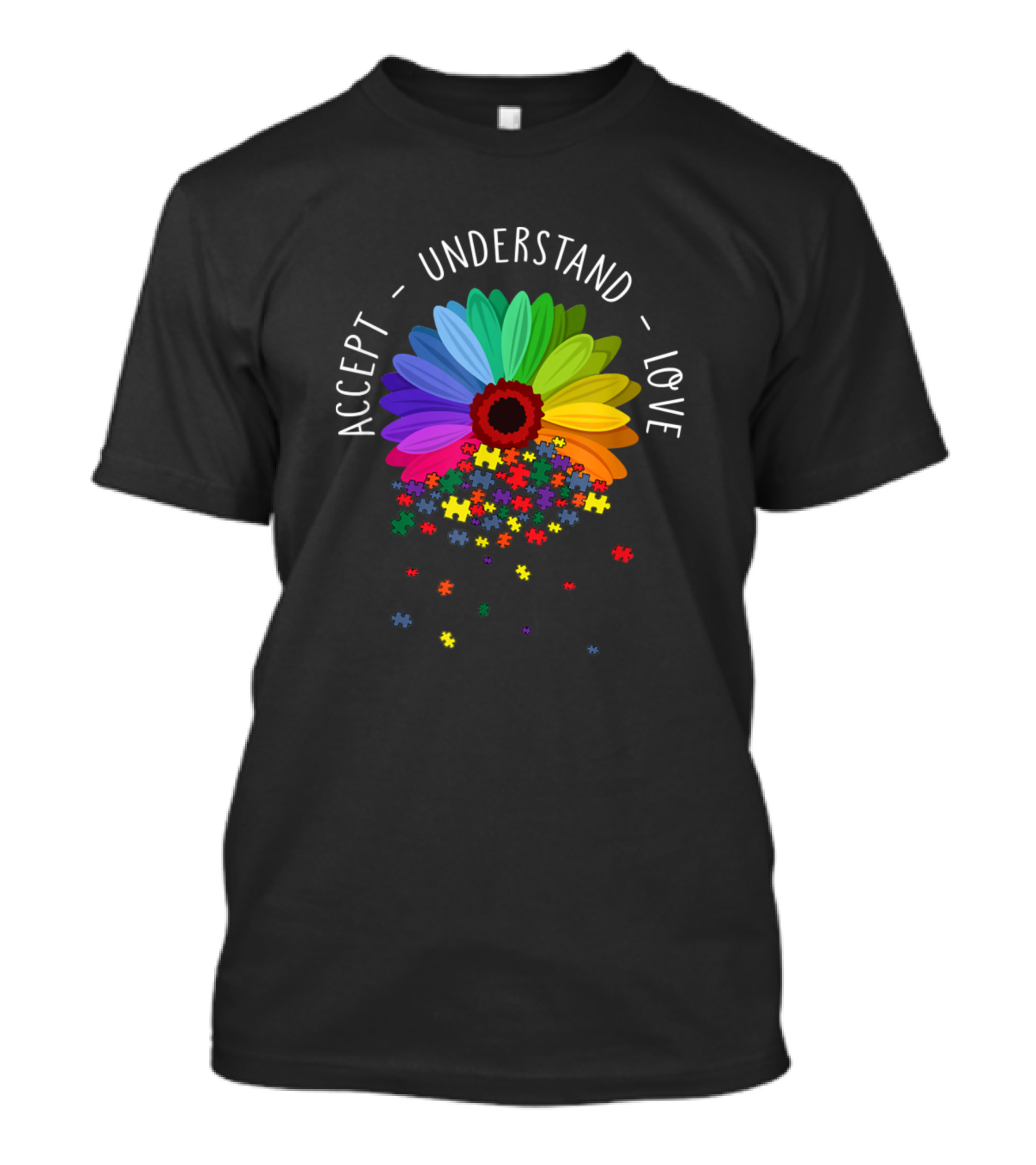Autism Awareness Rainbow Flower Accept Understand Love T-Shirt