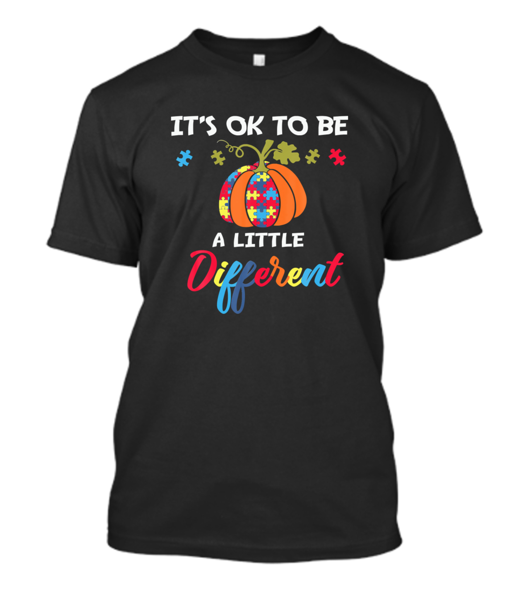 It's Ok To Be A Little Different Autism Pumpkin Halloween Puzzle T-Shirt