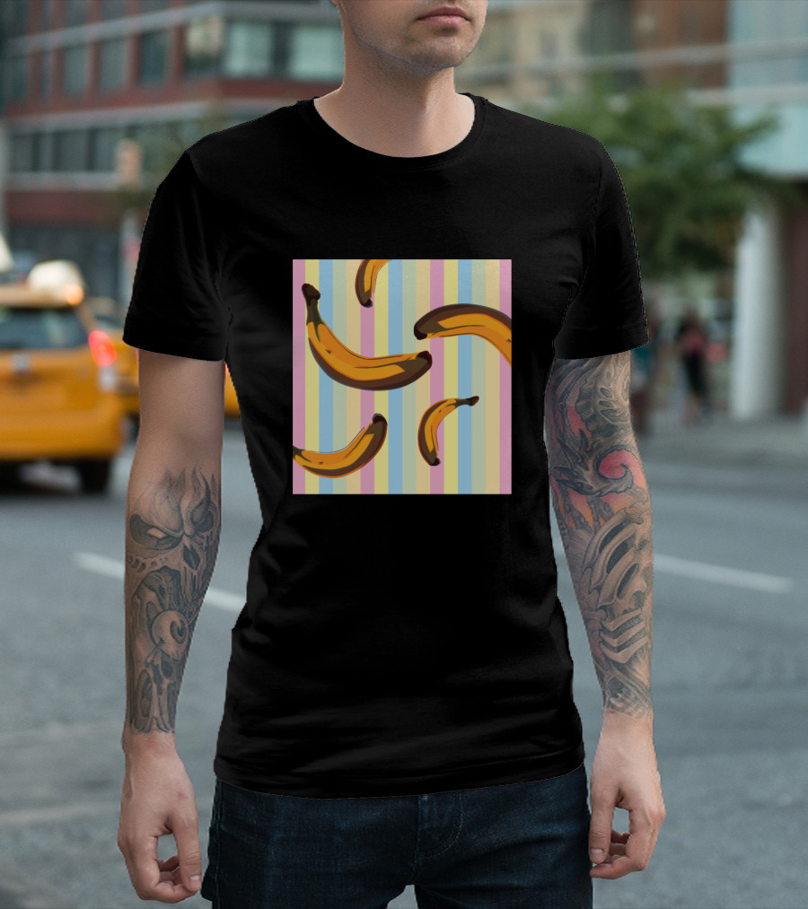 Banana Pop Striped Pastel Vibes T-Shirt