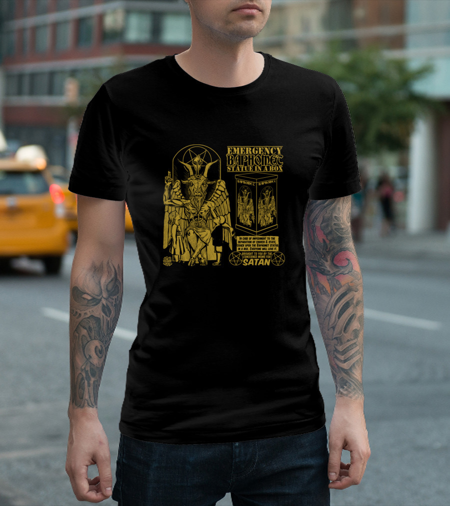 Emergency Baphomet Statue in a Box Hexagram Satan T-Shirt