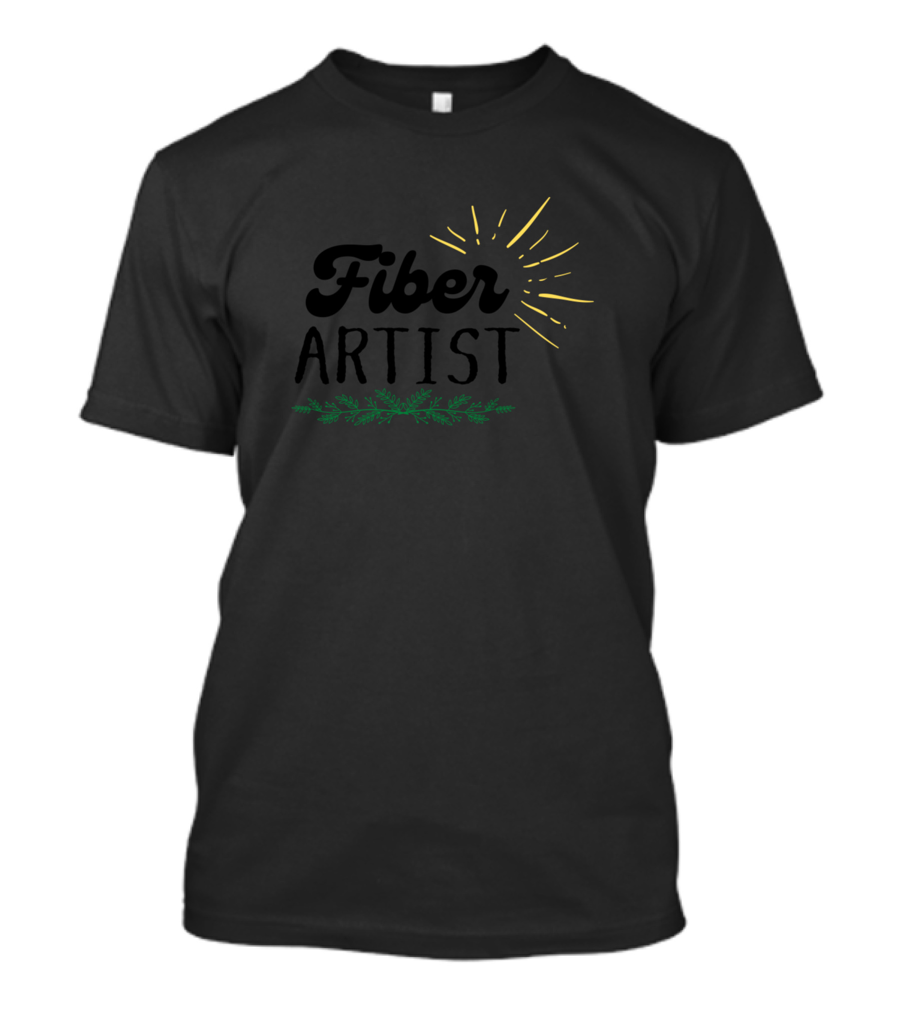 Fiber Artist Sunburst With Green Branch Elements T-Shirt