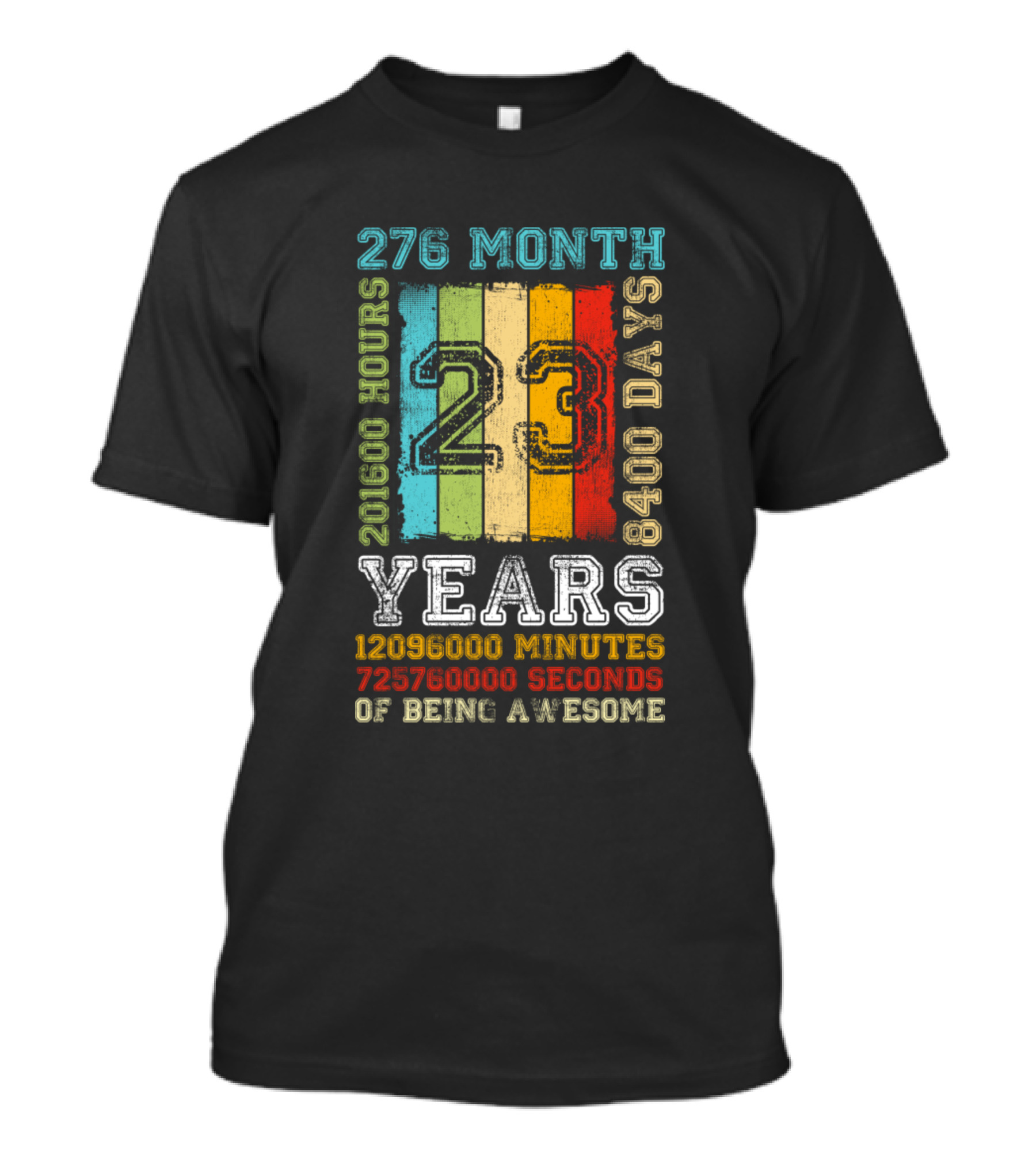 276 Month 8400 Days 201600 Hours 23 Years 1209600 Minutes 72576000 Seconds Of Being Awesome T-Shirt