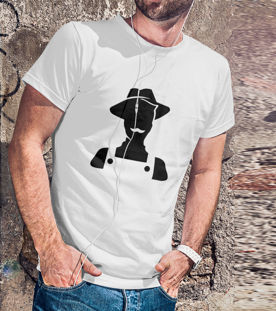 Happy Farmer Silhouette With Hat And Overalls T-Shirt