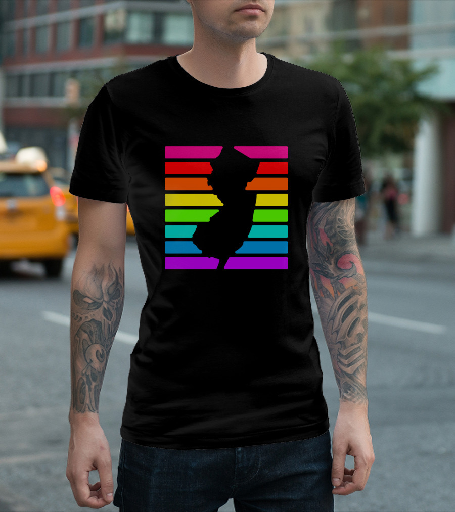 Rainbow New Jersey Silhouette Stripes T-Shirt
