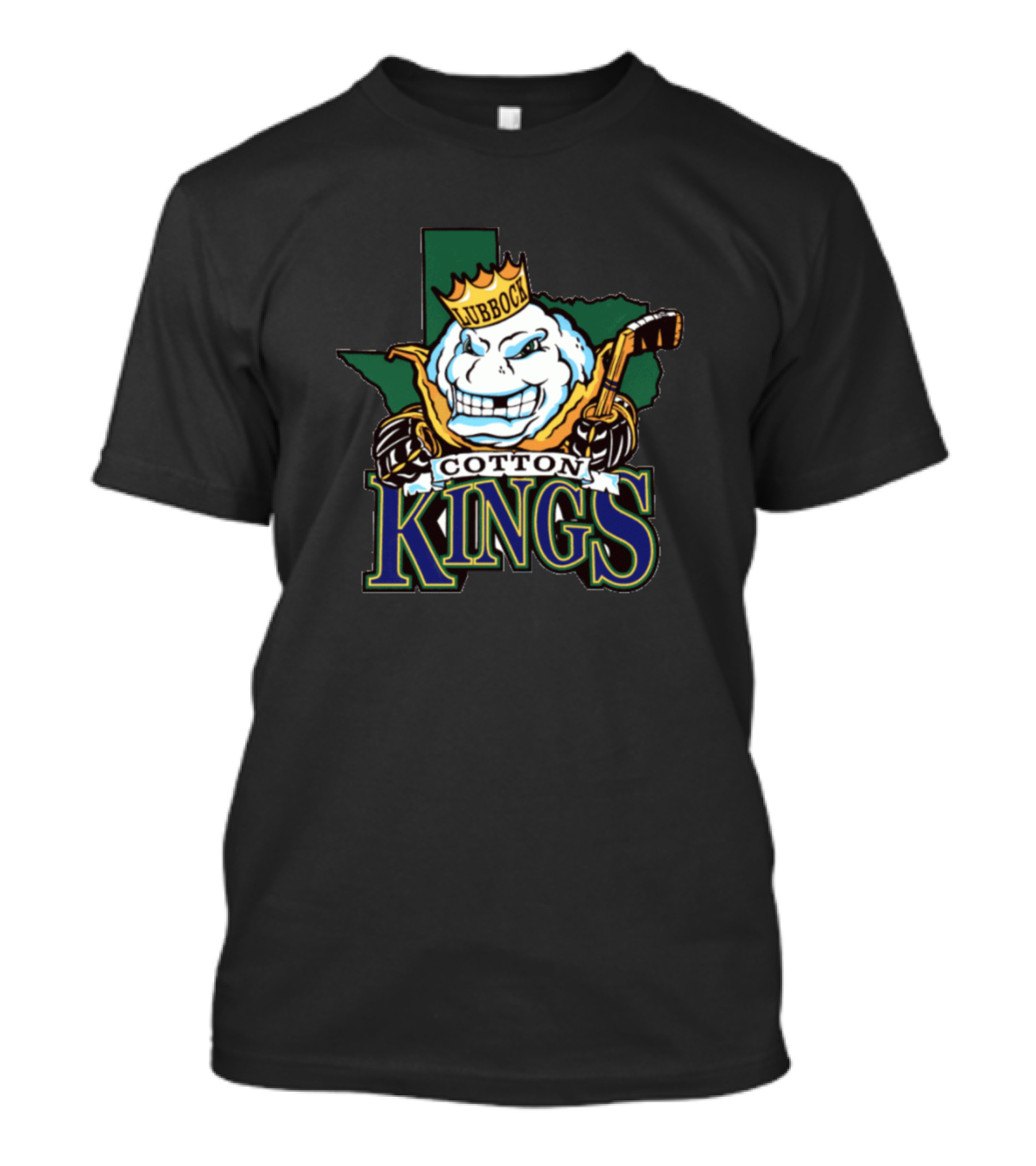 Lubbock Cotton Kings Hockey Texas Mascot Emblem T-Shirt