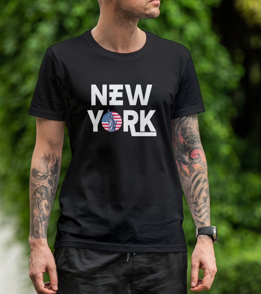 New York American Flag Statue Of Liberty T-Shirt
