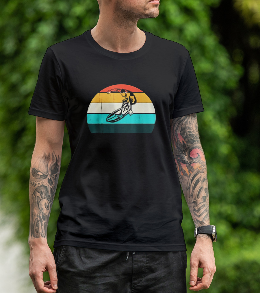 Retro Surfer Vintage Surfing Beach Sun Surf Life Stripes T-Shirt