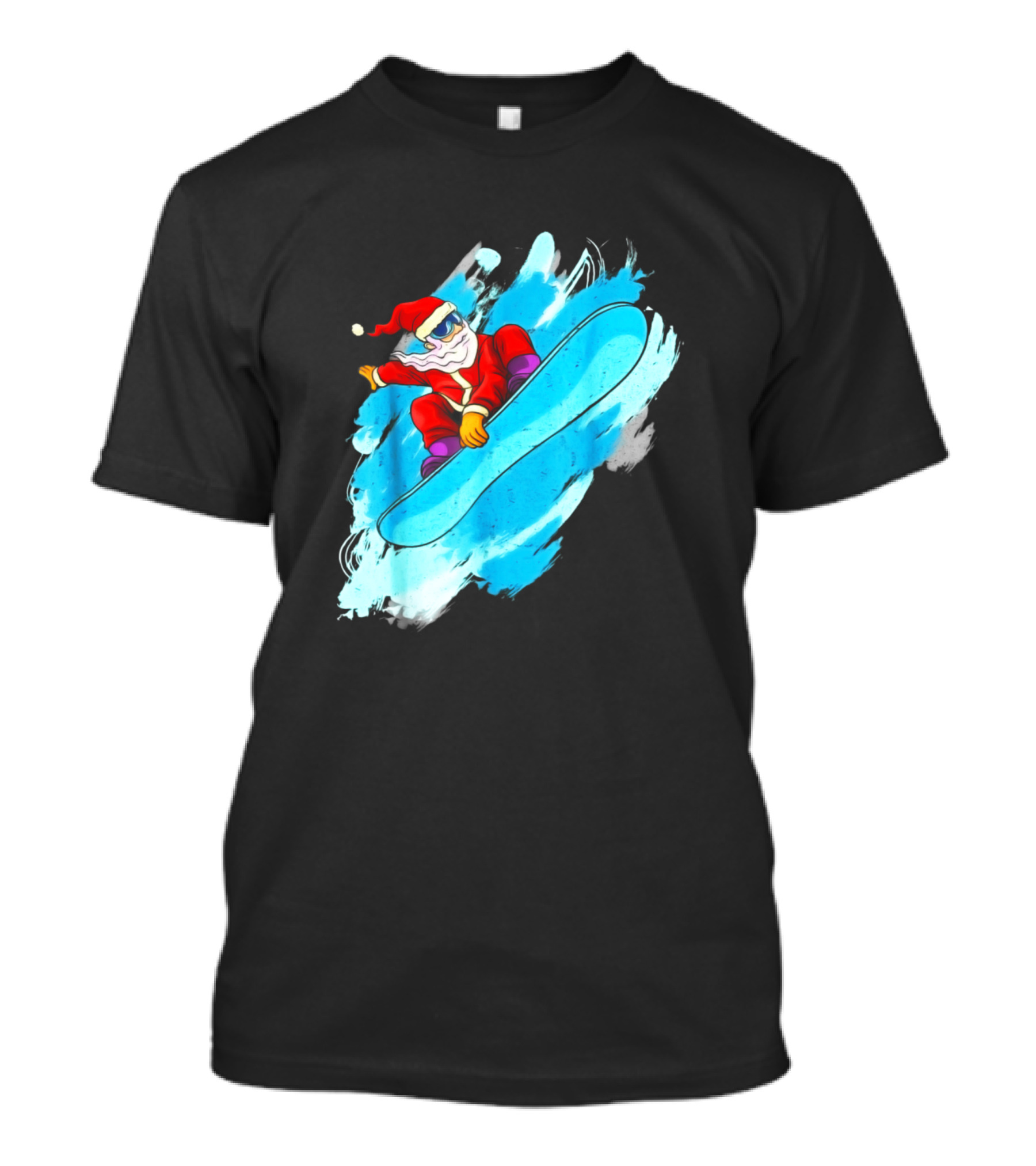 Santa Claus Snowboard Funny Skiing Action Adventure T-Shirt