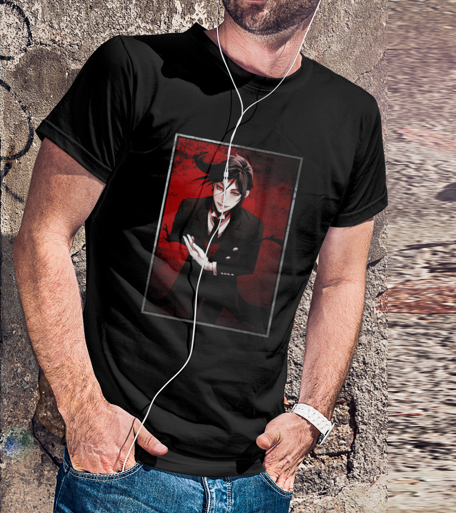 Sebastian Black Butler Anime Character On Dark T-Shirt